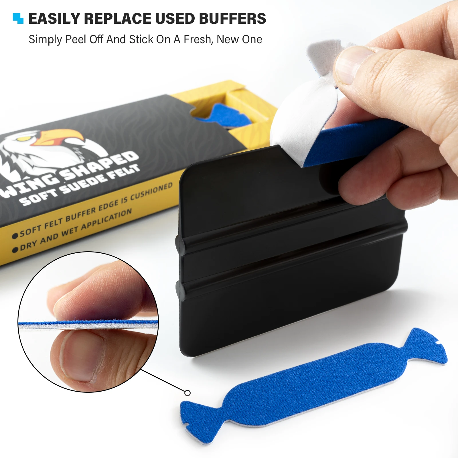 FOSHIO Candy Shape Wrapping er Felt Pad For 10cm Edge Squeegee Car Film Vinyl Applicator Replacement Protection Fabric Cloth