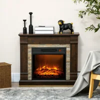 HOMCOM 1800 Вт Электрический камин с эффектом пламени 80x21,6x67,8 см темно-коричневый — изображение 2