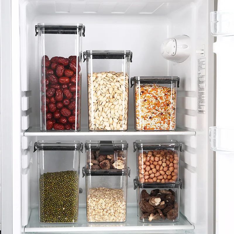 5Pcs Sets Sealed Jar Food Storage Box Transparent Plastic Kitchen Organizer Multigrain Tank Stackable Dried Sealed Storage Jars 4