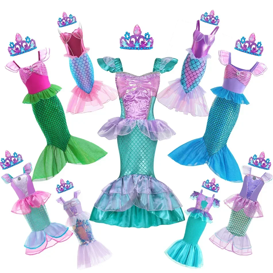 

Little Girl Mermaid Dress Christmas Princess Costume Kids Beach Fishtail Frocks Carnival School Theme Party Role Playing Clothes