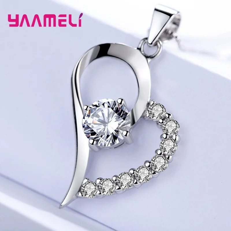 43 Modelle 925 Sterling Silber Schmuck Sets für Frauen Hochzeit Verlobung glänzende kubische Zirkon Herz Charms Halskette Ohrringe – Detail 8