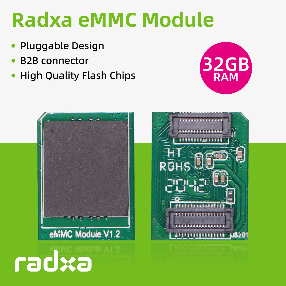 Radxa eMMC 모듈, 최대 128GB, Radxa SBC와 호환 가능, 플러그형, 고품질 저장 칩