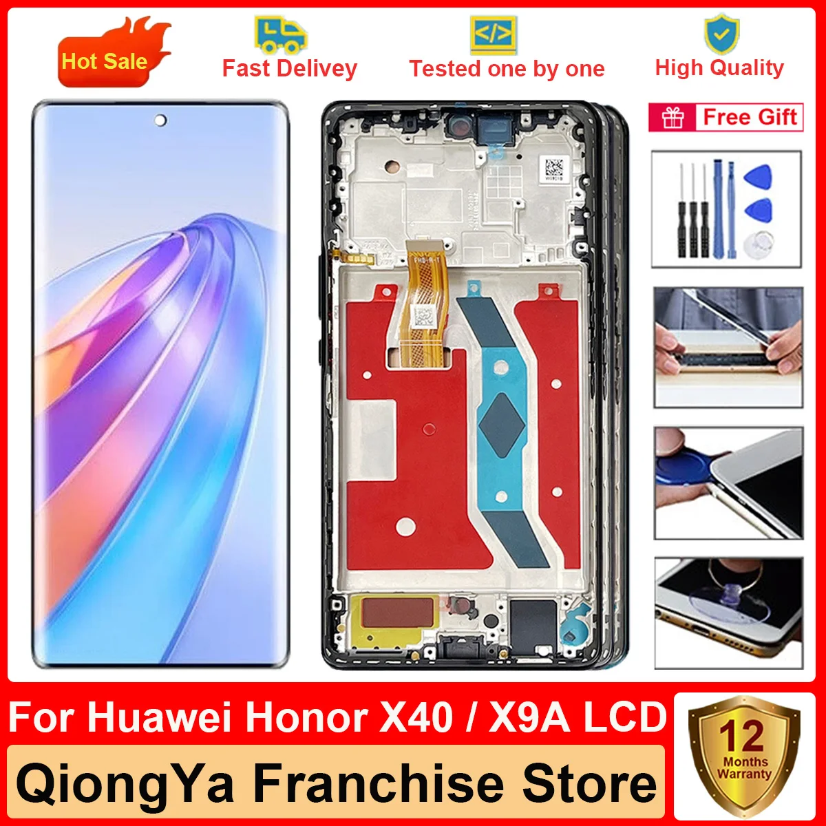 

6.67" New Tested Original x40 Display For Huawei Honor X40 RMO-AN00 With Frame LCD and Touch Screen Digitizer Assembly Parts