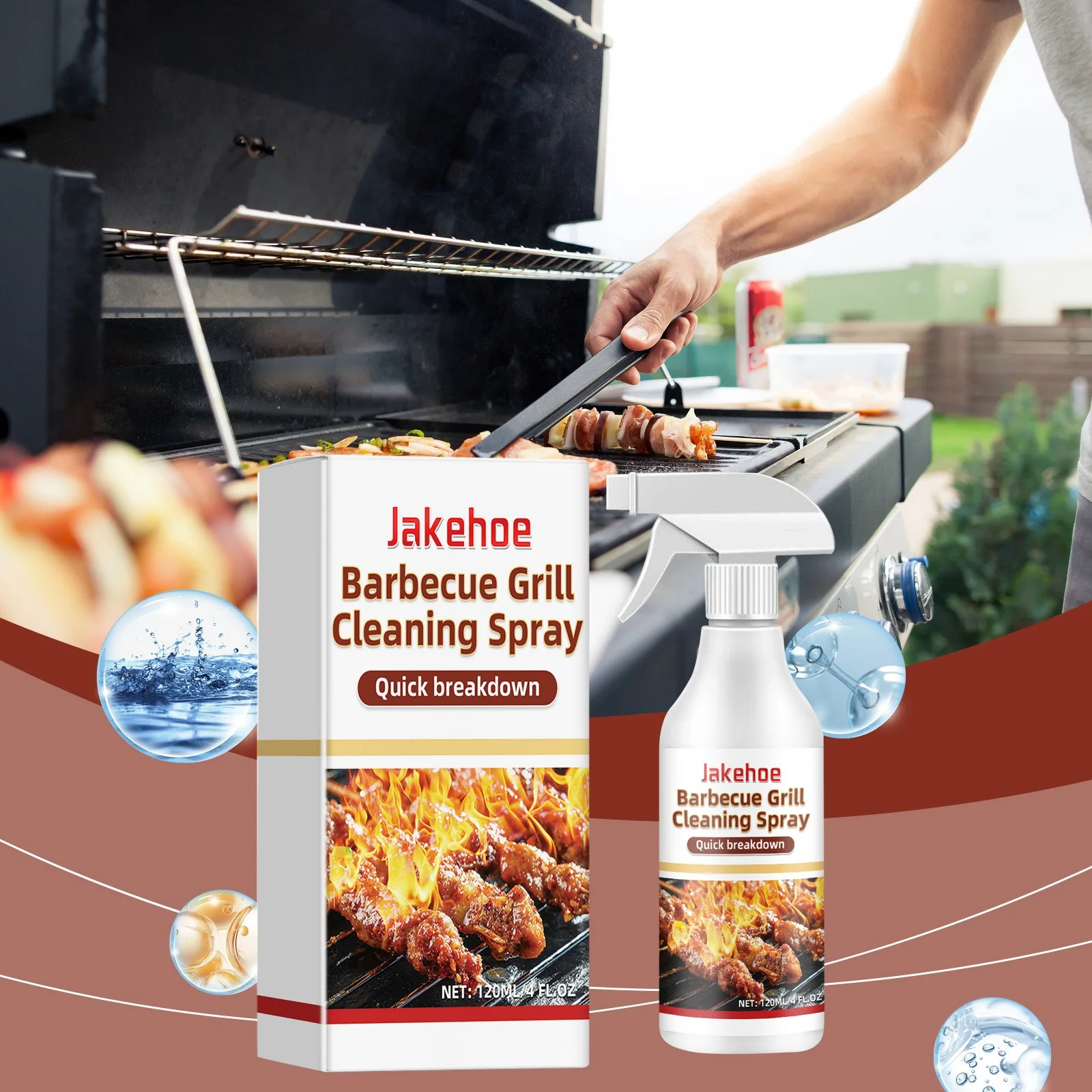 BBQ Grill Cleaning Brush Brick Block & Spray Fast Removal Stains Grease Barbecue Racks Cleanner Outdoor Kitchen BBQ Tools Set