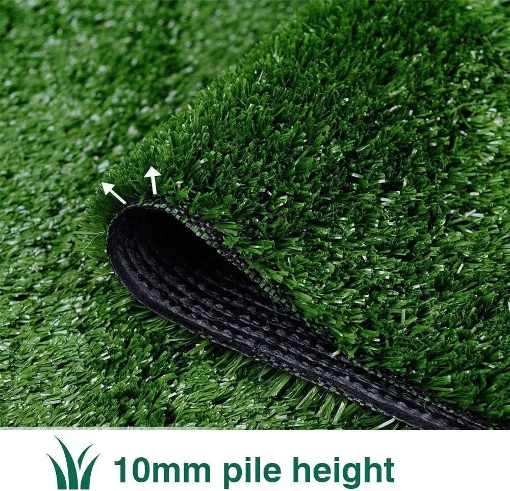 Artificial Grass Turf Lawn 12 Feet x 25 Feet 0.4" Pile Height Indoor Outdoor Rugs Synthetic Grass Mat Fake