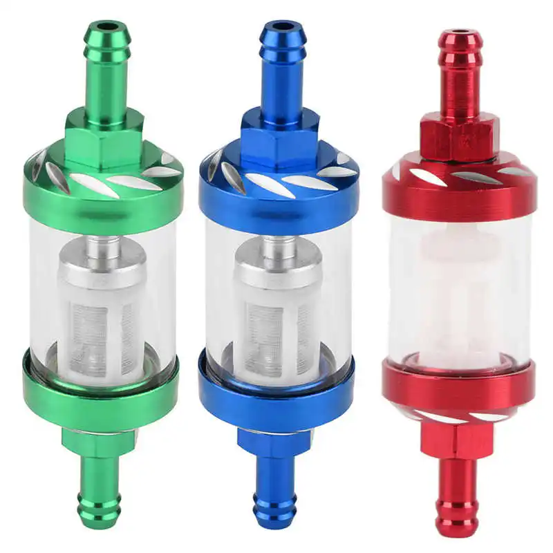 

8mm Motorcycle Inline Gas Oil Fuel Filter Metal Glass Thread Fuel Filter Replacement For Motorcycle ATV Dirt