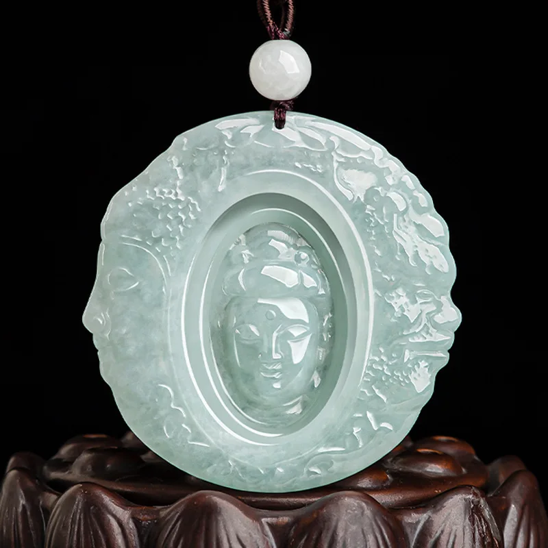 

Natural Burmese A-jadeite Becomes Buddha In One Thought Waxy Jade Pendant Jewelry Male Patron Saint Female Charms Drop Shipping