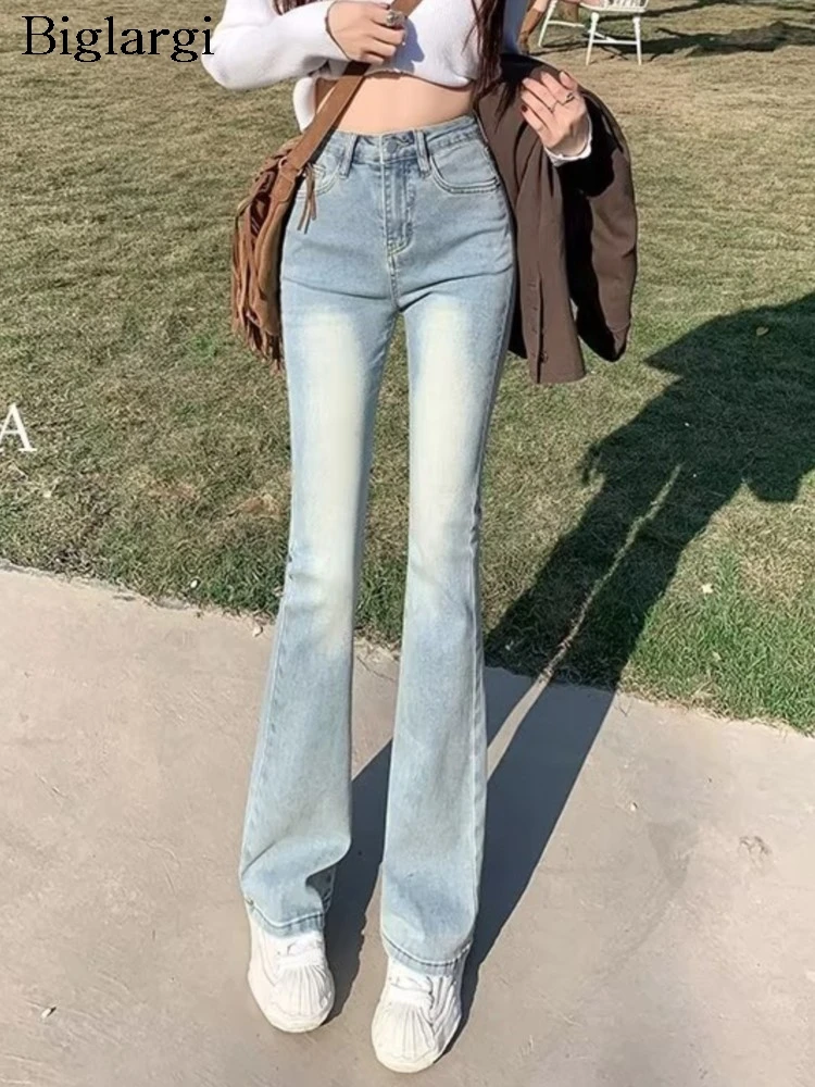 

Jeans Retro High Waist Long Spring Summer Flared Pant Women Slim Modis Sexy Ladies Bell-bottom Trousers Korean Style Woman Pants