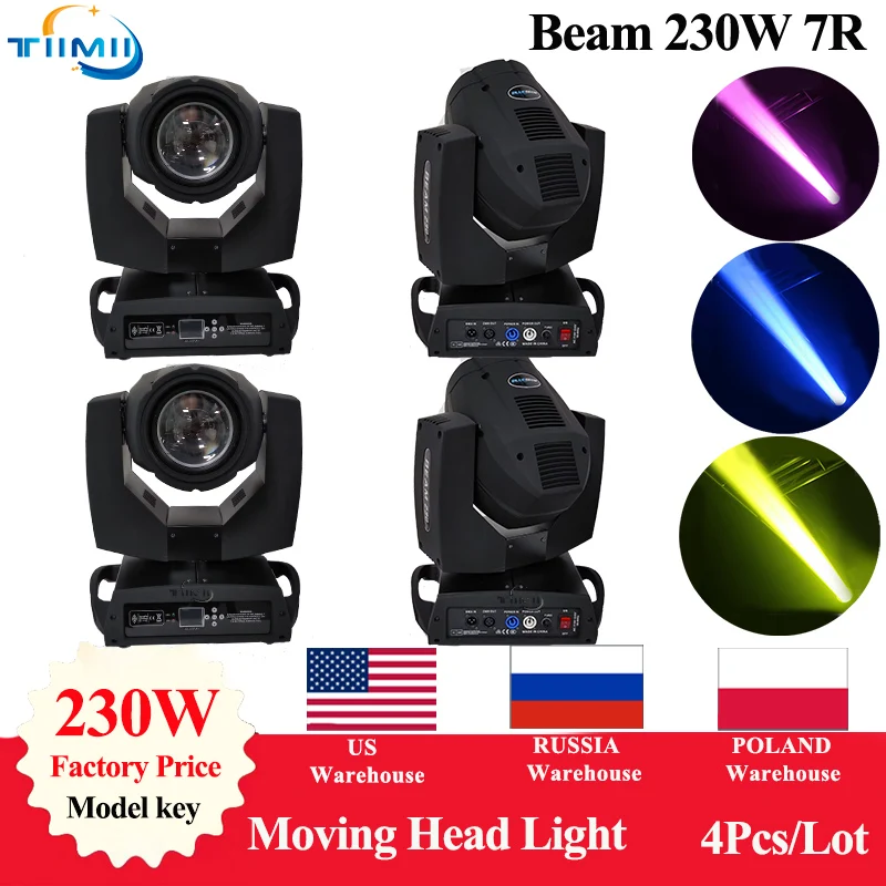 

4Pcs Lyre Beam 230W 7R Moving Head Light with Suitcase Sharpy Beam 7r 230 Stage Light 8+16+24 prism Move Head Wash Flightcase