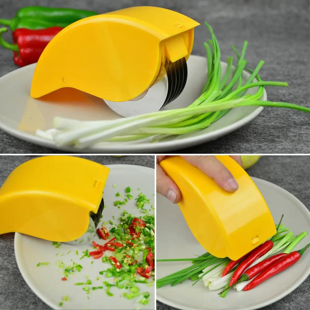 Herb Roller Mincer Manual Hand Scallion Chive Mint Cutter with 6 Stainless Steel Blade Kitchen Vegetable Chop Vegetable Cutter