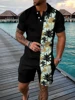 Summer Men Suit 3D Print Beach Coconut Trees Button Polo Shirt + Shorts Two Piece Set  Fashion Casual Man Clothing Tracksuit Set 6