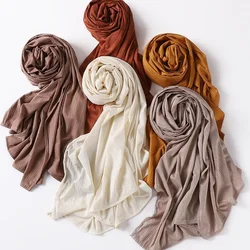 Women Hijabs Muslim Scarf New Knitted Solid Color Fabrics Women Striped Head Scarf Malayan Leisure Lndonesia Wholesale Headscarf