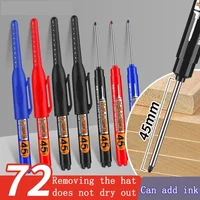 8PCS 45mm Tip Waterproof Long Head Marker Pen Quick-Dry Ink Woodworking Black Red Blue Long Head Nib Deep Hole Tile Carpenter 2