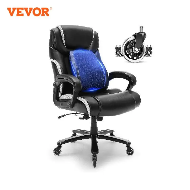 VEVOR-Silla de oficina ejecutiva de alta resistencia con soporte Lumbar ajustable de vanguardia, silla de oficina ergonómica de cuero PU con espalda alta