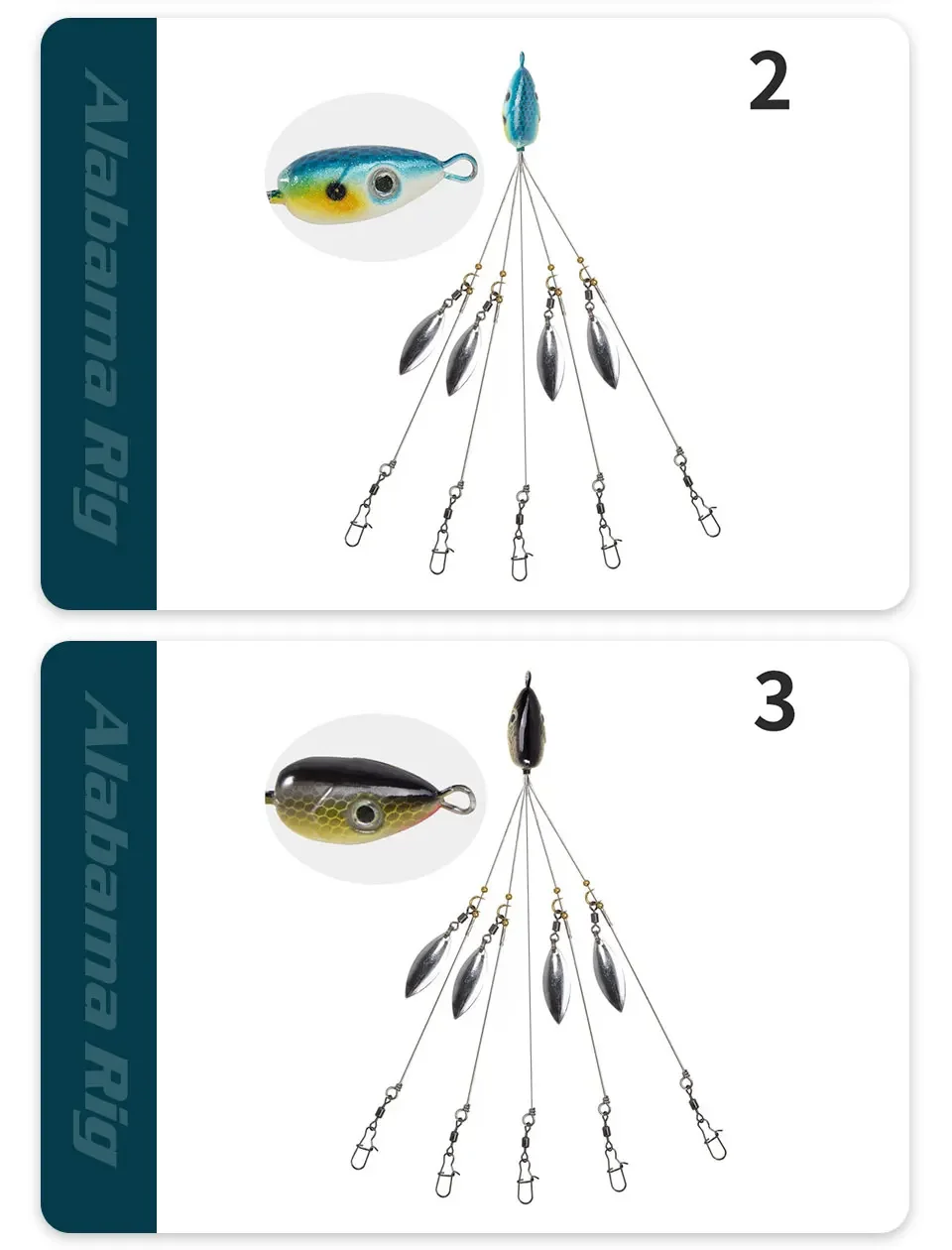 Elemental Lures Bait Rig Alabama/Umbrella Finesse Rig - 5 Wire, 4 Blade ...