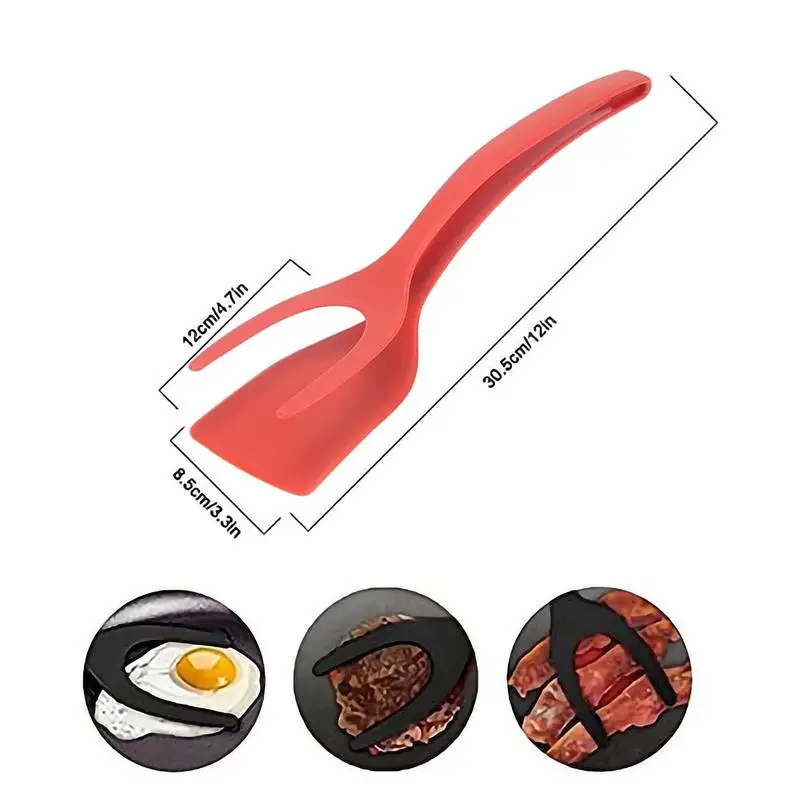 2 in 1 Kitchen Accessories Kitchen Gadget Sets Omelette Spatula Silicone Spatula For Toast Pancake Egg Tongs Cocina