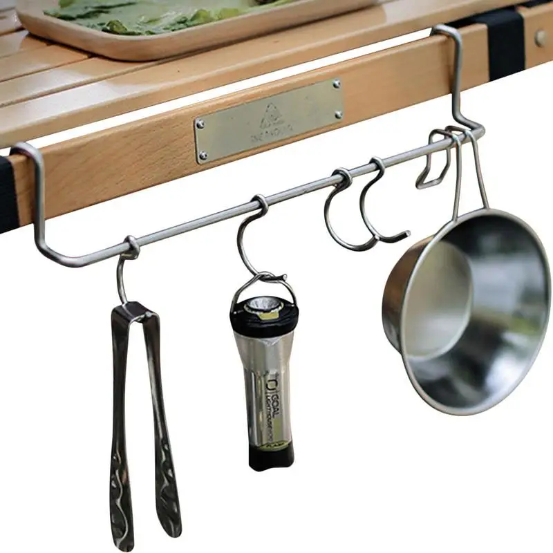 

Outdoor Camping Table Side Hangers Space-Saving Stainless Steel Table Extender With S Hooks Camping Picnic Table Organizer Shelf