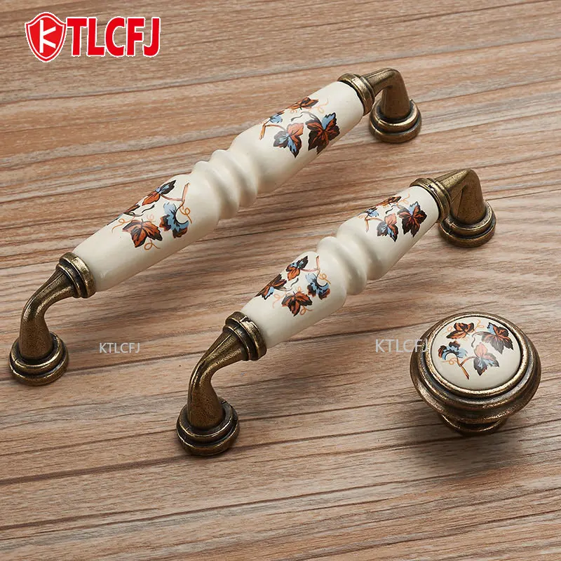 

Ktlcfj Leaf Pattern Drawer Cabinet Knobs Kitchen Wardrobe Handles Hardware Furniture Knob Ceramic Door Pulls