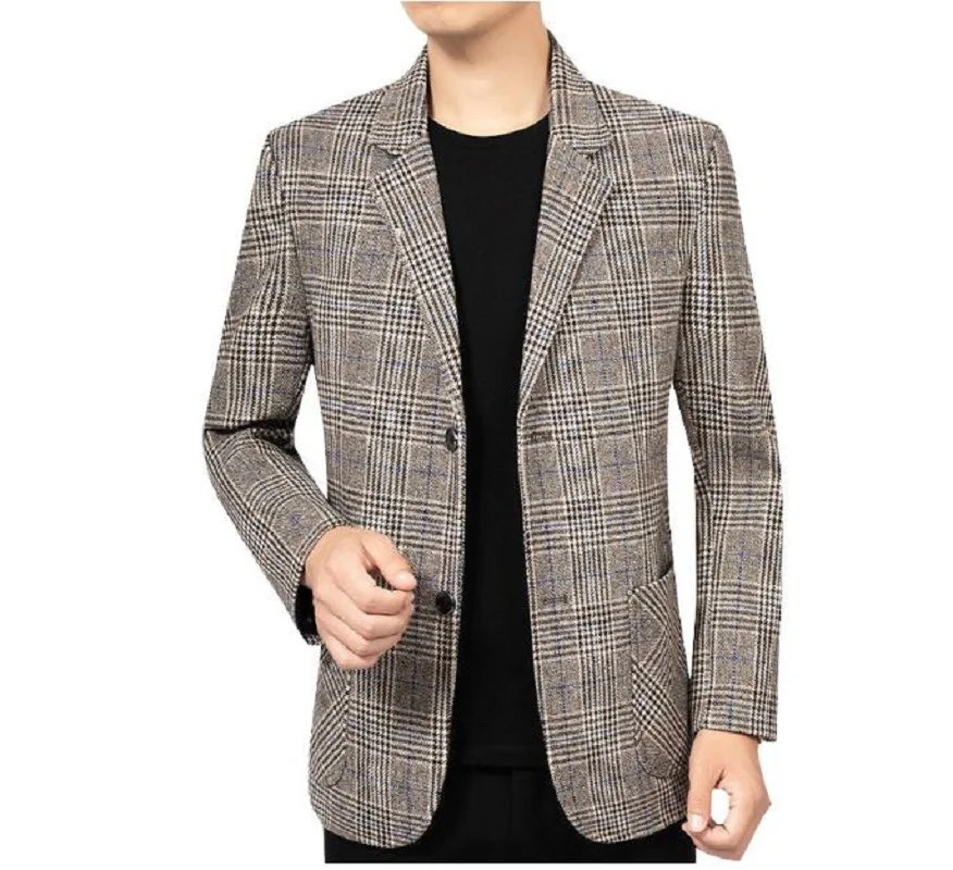 Men Casual Woolen Blazers Jackets Business Suits Coats Wool Blends Male Autumn Slim Fit Blazers Suits Coats Mens Clothing