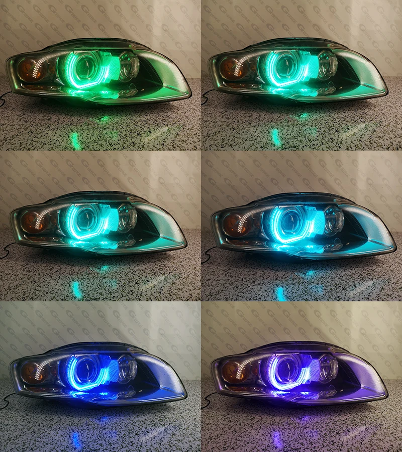 For Audi A4 S4 RS4 B7 2004 - 2009 RF Remote Bluetooth APP Multi Color  Crystal DTM M4 Style RGB LED Angel Eyes Kit Halo Rings