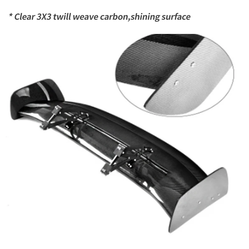 Chrome Rear Racing Wing Carbon Fiber Racing Rear Wing Trim Kit Universal Adjustable Rear Bumper ...