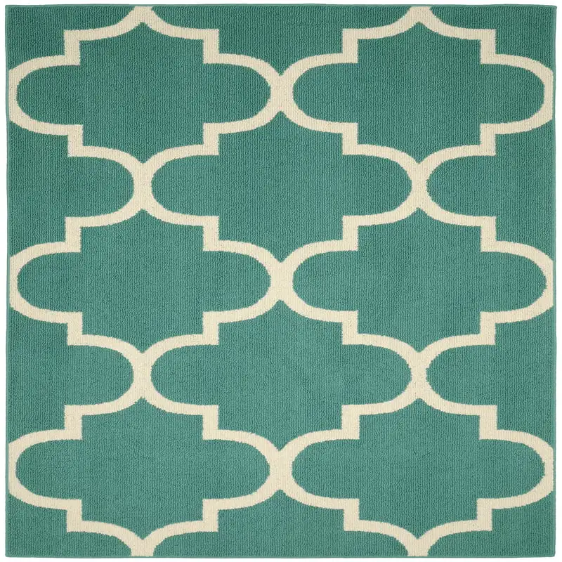 

Rug Quatrefoil 5 ft. x 7 ft. Area Rug Teal/Ivory