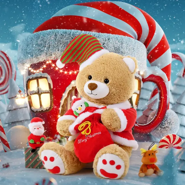 MaoGoLan Christmas Teddy Bear Stuffed Animal Santa Claus Snowman Elk Stuffed Soft Plush Toys, 24 4