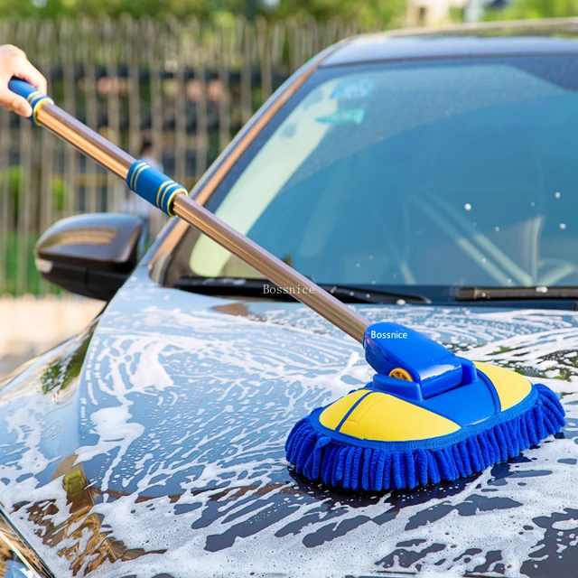 Car Wash Mop Soft Brush Telescopic Handle Portable Adjustable Cleaning Tool  US