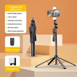 Extendable Selfie Stick Tripod with Remote Control and 360° Rotation (With light)