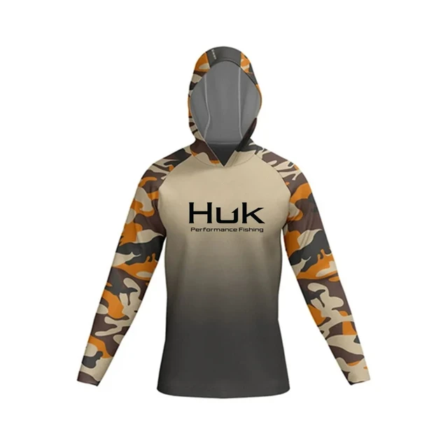 HUK Hooded Fishing Clothes Men Performance Long Sleeve Sun Protection T- shirt UPF 50+ Quick Dry Breathable Anti-UV Fishing Shirt - AliExpress