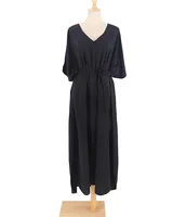 Plus Size Womens Caftan Kaftans Casual V Neck Caftans Long Soft Beach Maxi Dress for Summer - Image 4