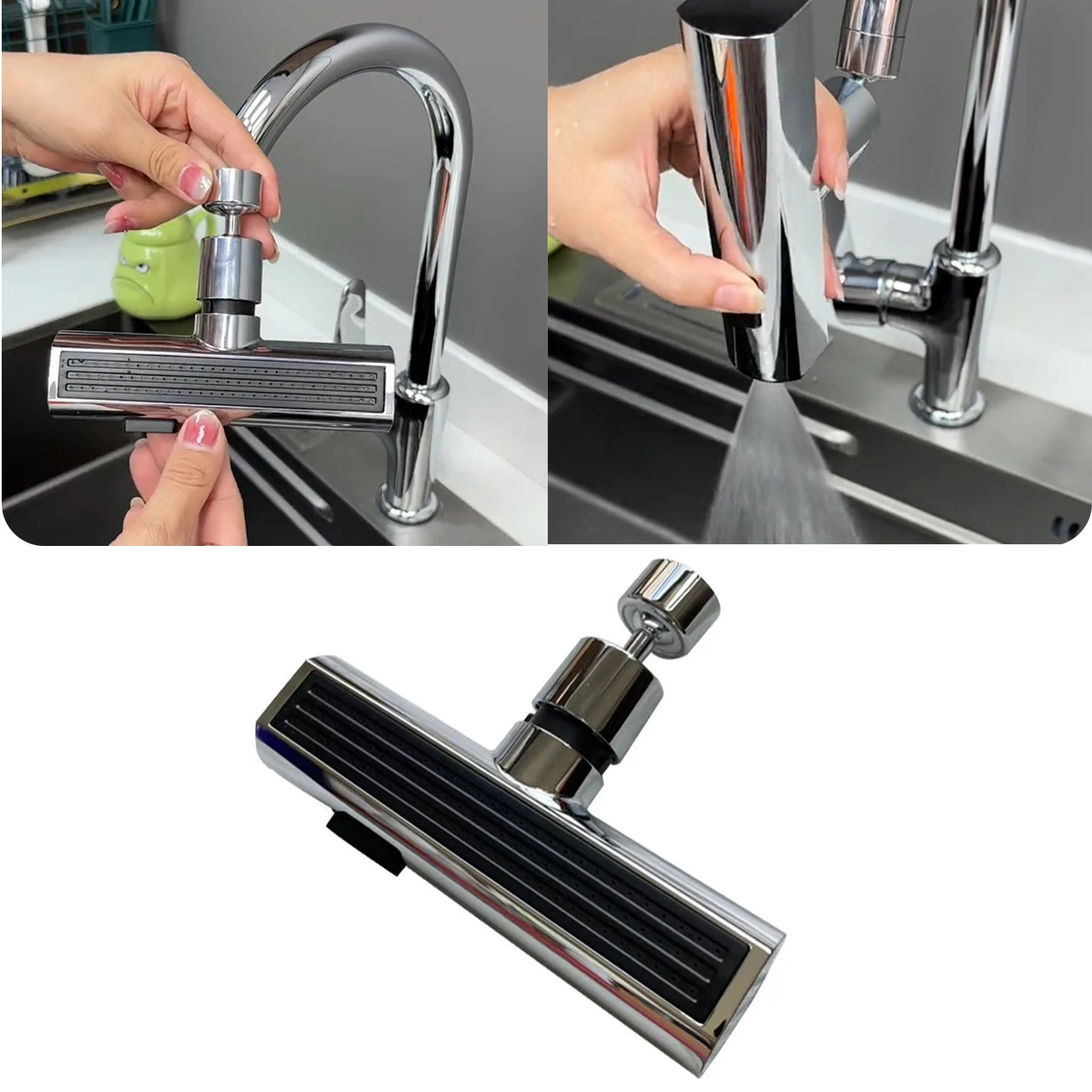 New Waterfall Kitchen Hot And Cold Water Replacement Faucet Three-mode Adjustment Suitable For Pull-out Faucet Bathroom Kitchen