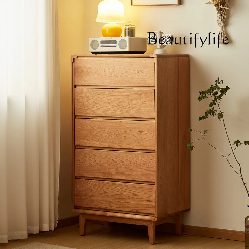 

Chinese Style Solid Wood Chest of Drawers Japanese Style Simple Small Apartment Storage Cabinet
