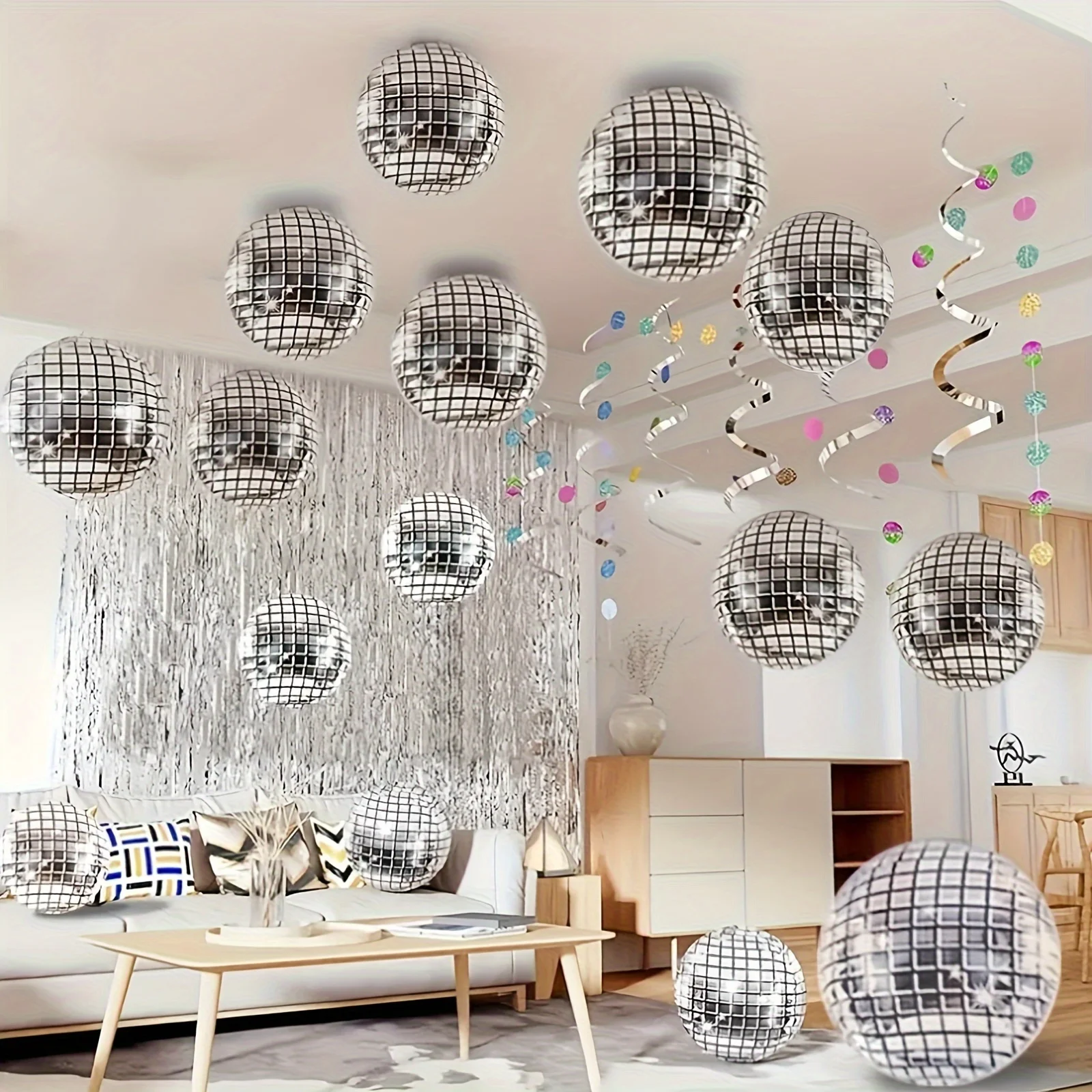 Silver Disco Balloons for Celebrations and Themed Events