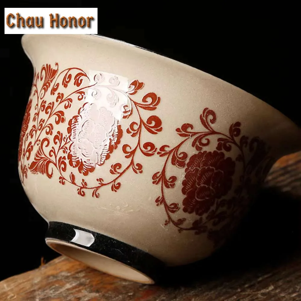 130ml Antique Cizhou Porcelain Kiln Gaiwan Boutique Tea Lid Set Tea Tureen Household Tea Maker Cover Bowl Tea Services Ornaments