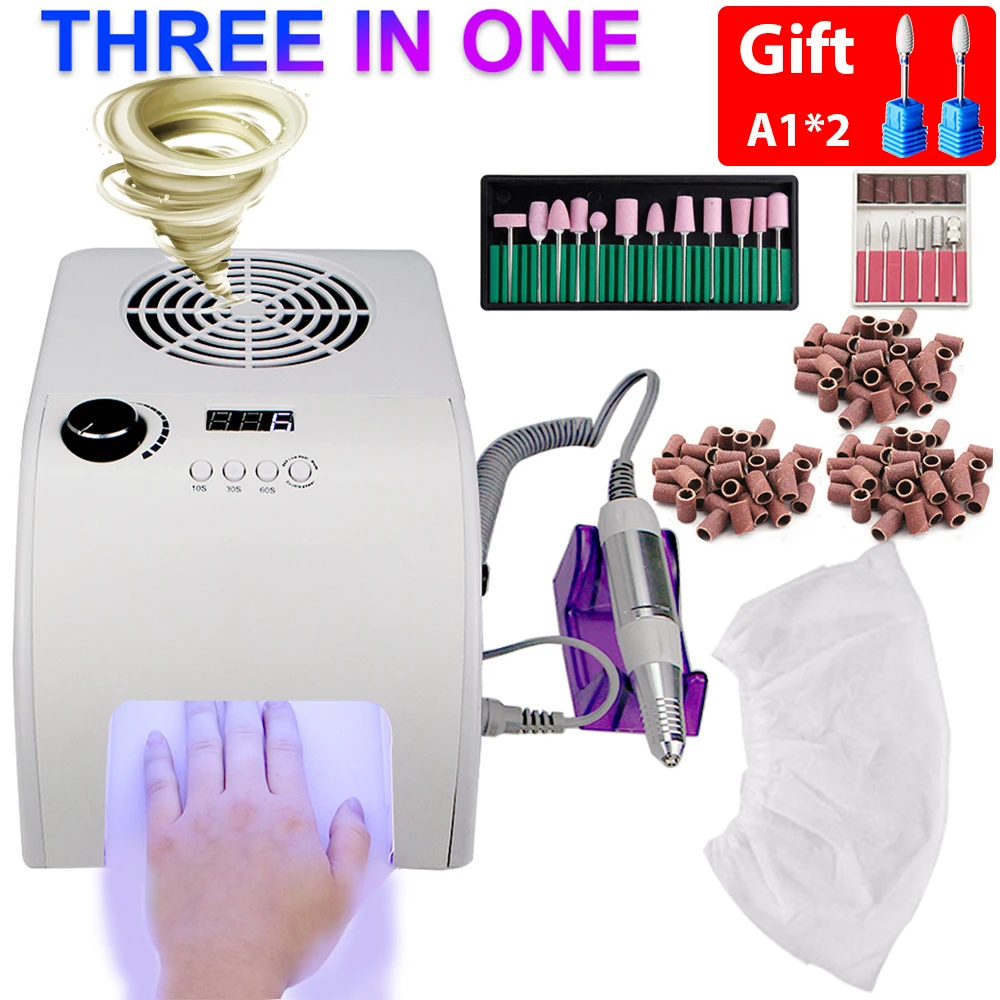 

Новый многофункциональный 3в1 набор сверл для ногтей с лампой для ногтей пылесос профессиональные аксессуары для маникюра Набор сверл