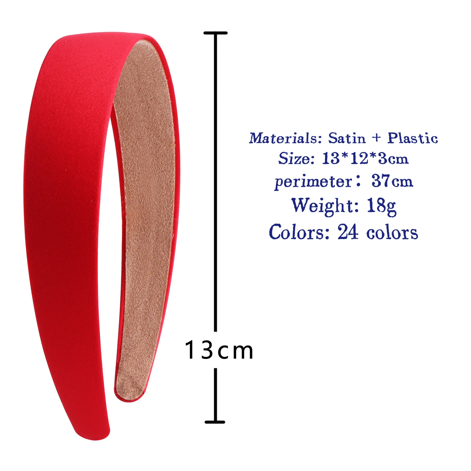 Satin Headband - 3CM Wide Fabric Covered Hairband for Girls and Kids