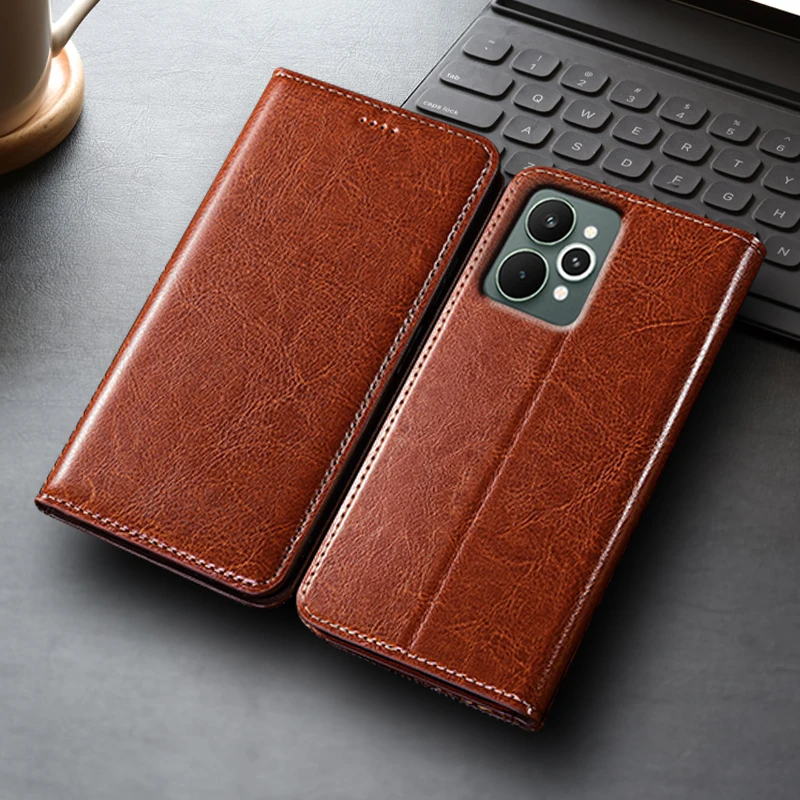 Crazy Horse Genuine Leather Flip Case - Scratch Proof Phone Cover with Card Slots