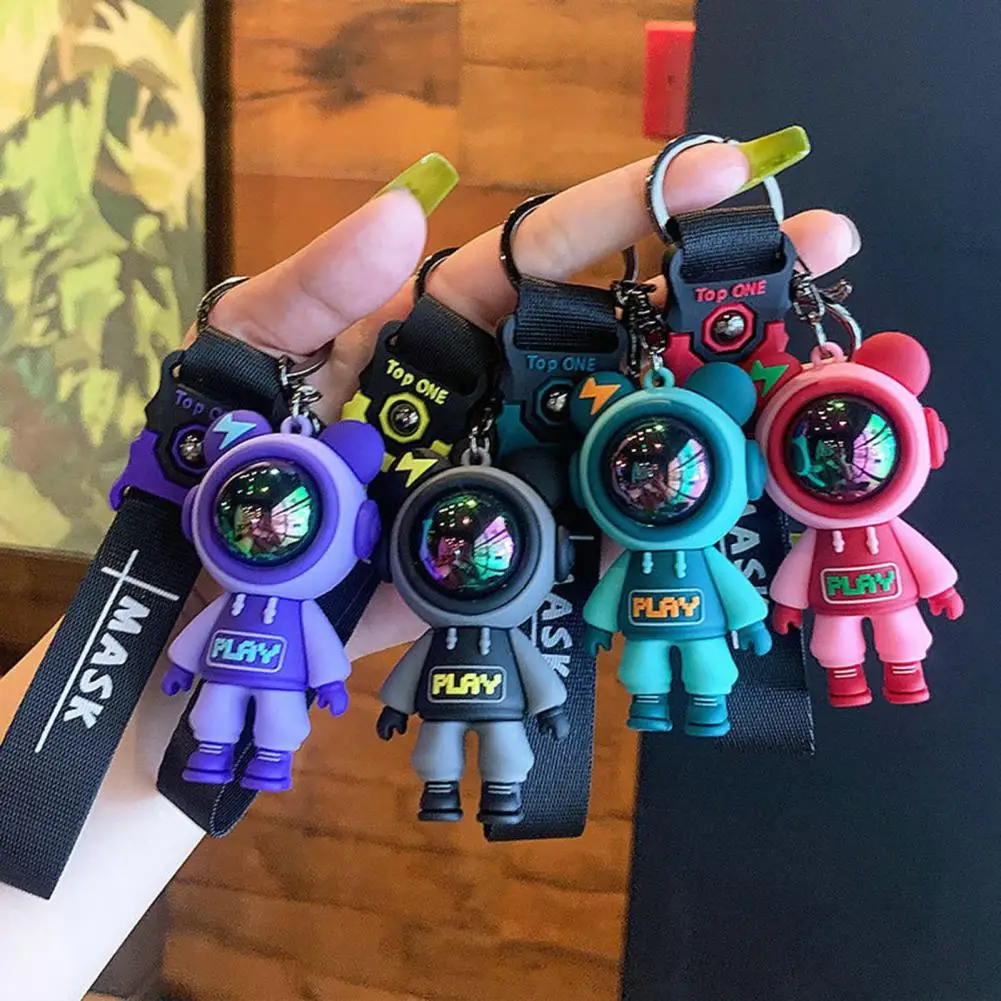 CartoonBearKeychainCuteAstronautBearDollKeyringBagPendant