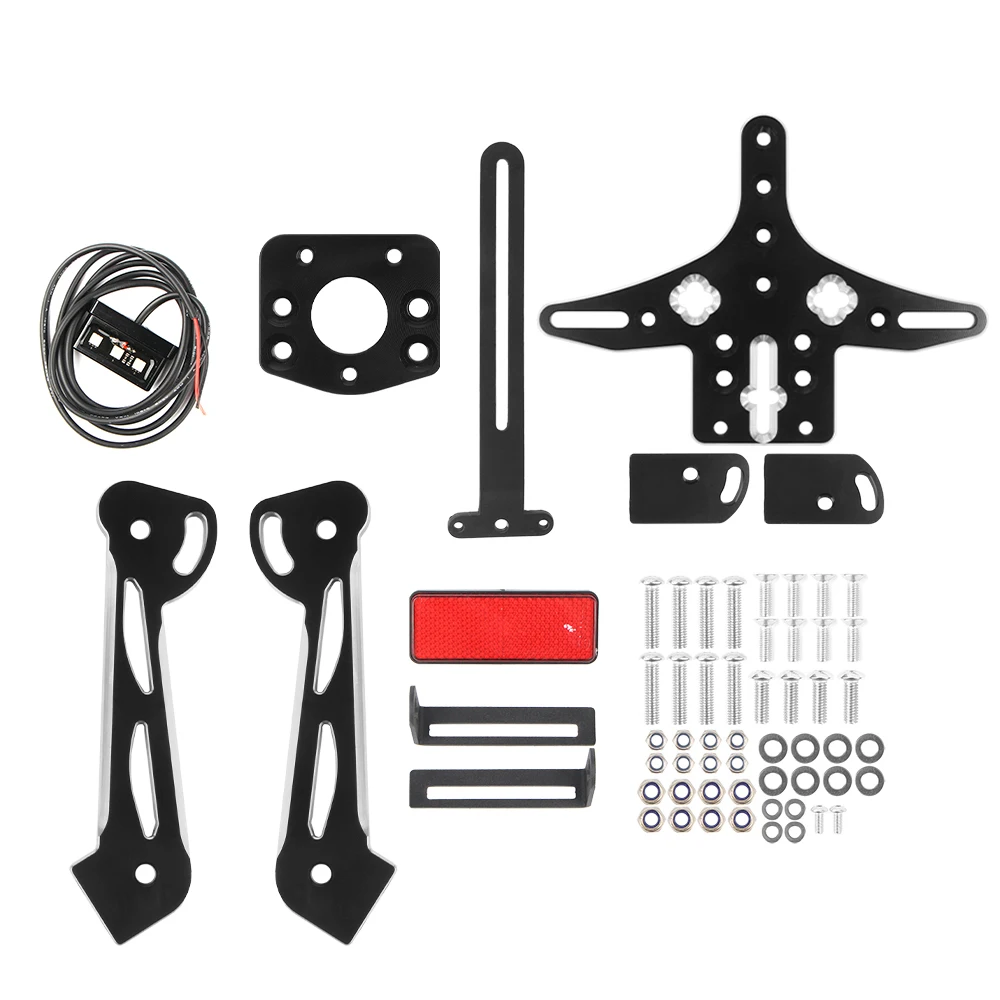 야마하 R1 2009-2012 2013 CNC 오토바이 번호판 번호 거치대, 조절 가능한 후면 테일 깔끔한 펜더 제거기, 조명 포함