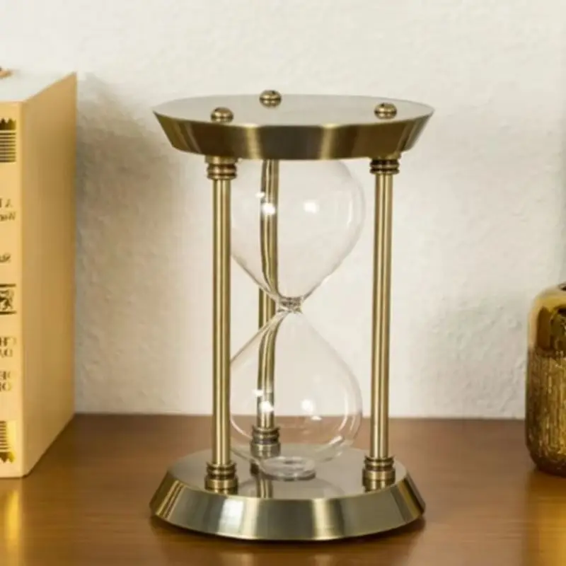 European Retro Hourglass Sand Watch Metal Empty Sand Glass Timer DIY Home Office Decorations hold sand beaches deserts