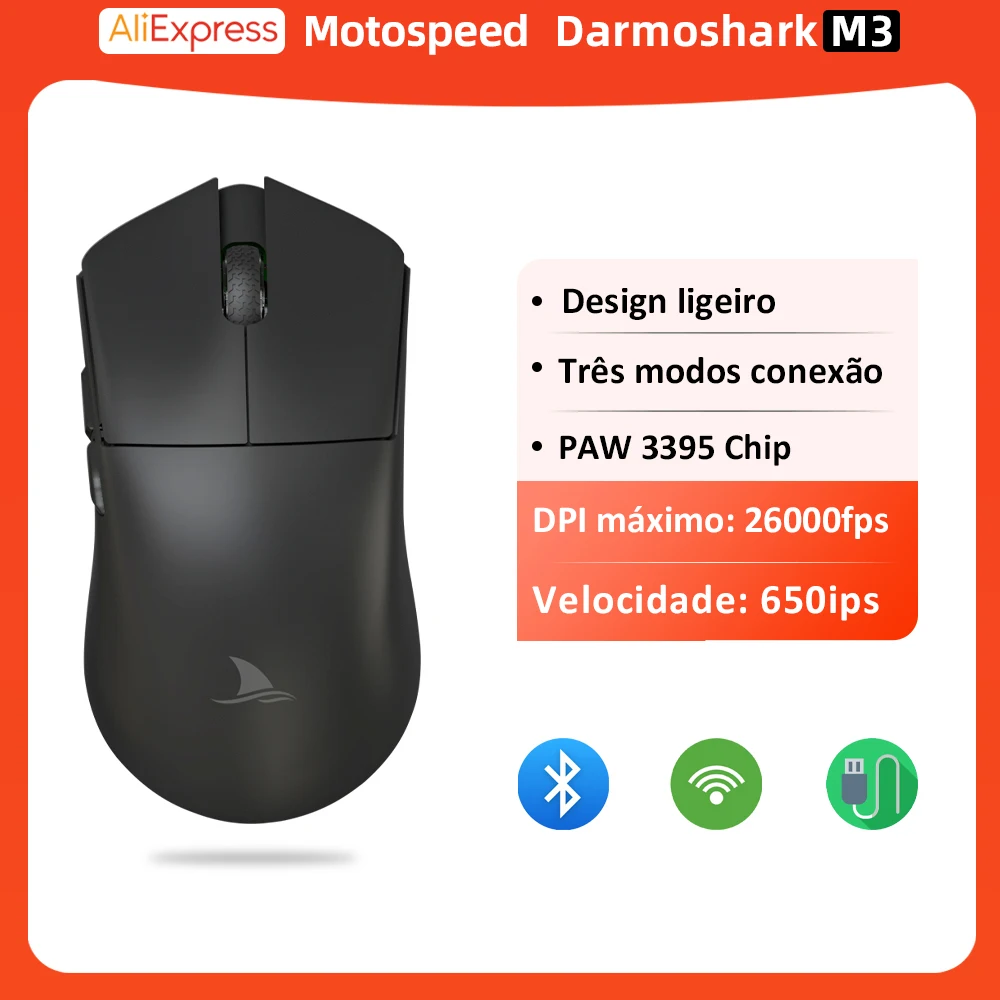 Motospeed darmoshark m3 sem fio bluetooth gaming mouse 26000dpi 7 ...
