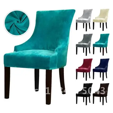 

Velvet Fabric Arm Chair Cover XL Size Real Sloping Wing Back King Chair Covers Seat Covers For Hotel Party Banquet