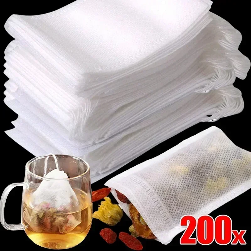 WIKHOSTAR 100PCS Disposable Tea Bags for Loose Leaf Tea Drawstring Empty Tea Bags Bulk Tea Filter Bags Disposable Tea Bags