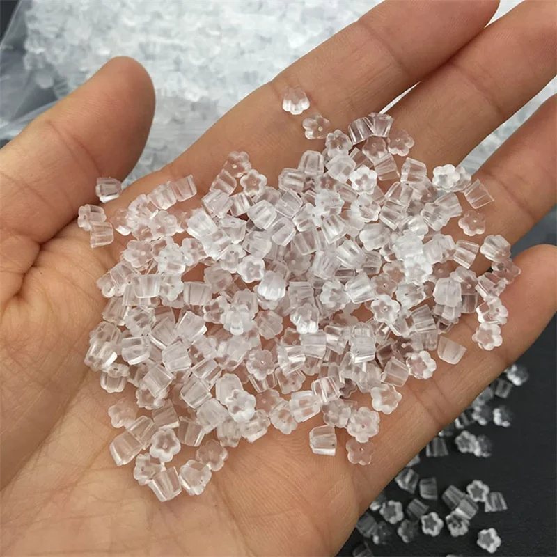 200/500 stücke Blume Pflaumen form klar weich Silikon Gummi Ohrring Rücken Stecker Kappe Haken Stopper Ohr pfosten DIY Schmuck Zubehör – Detail 3