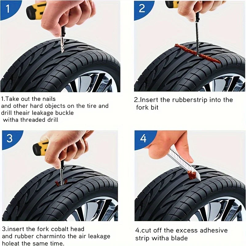 Tire Puncture Repair Kit 4.13" T-Handle Tool 12ml Rubber Glue Roadside Emergency Fix for Bike Motorcycle Car tire repair kit tire repair glue