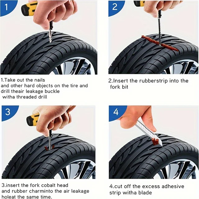 Professional Tire Repair Tool Set with High Strength Glue Comprehensive Kit for Quick Tire Damage Repair 6