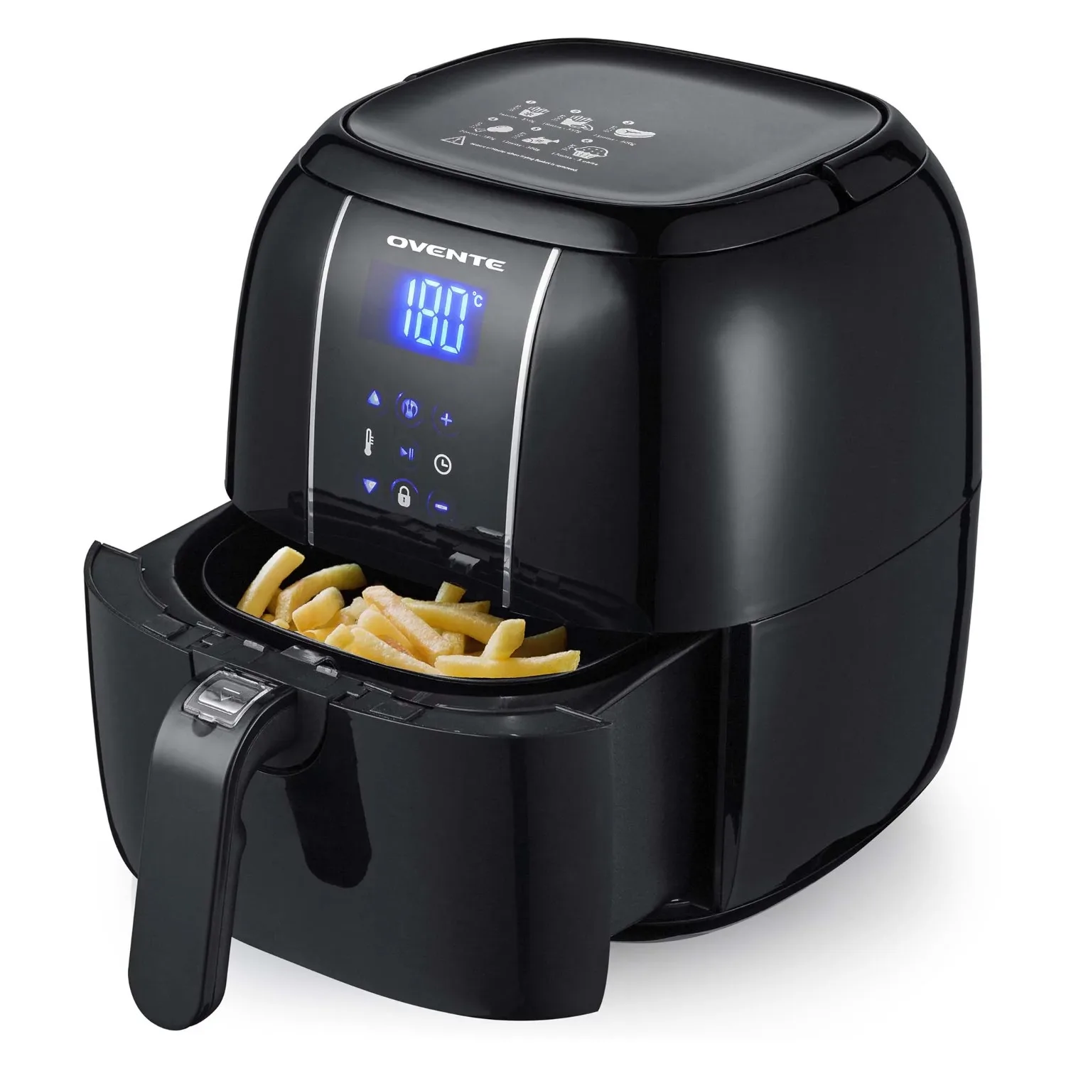 

Compact Air Fryer Digital LED Touch Screen, Self-closing, Dishwasher-safe Non-stick Pan Black 1400w freidora de aire