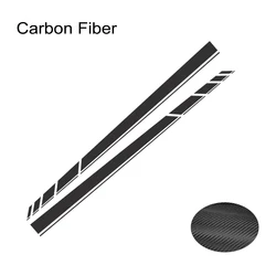 Set of 2 Car Door Side Stickers - Long Line Graphics Vinyl Decals (Carbon Fiber)