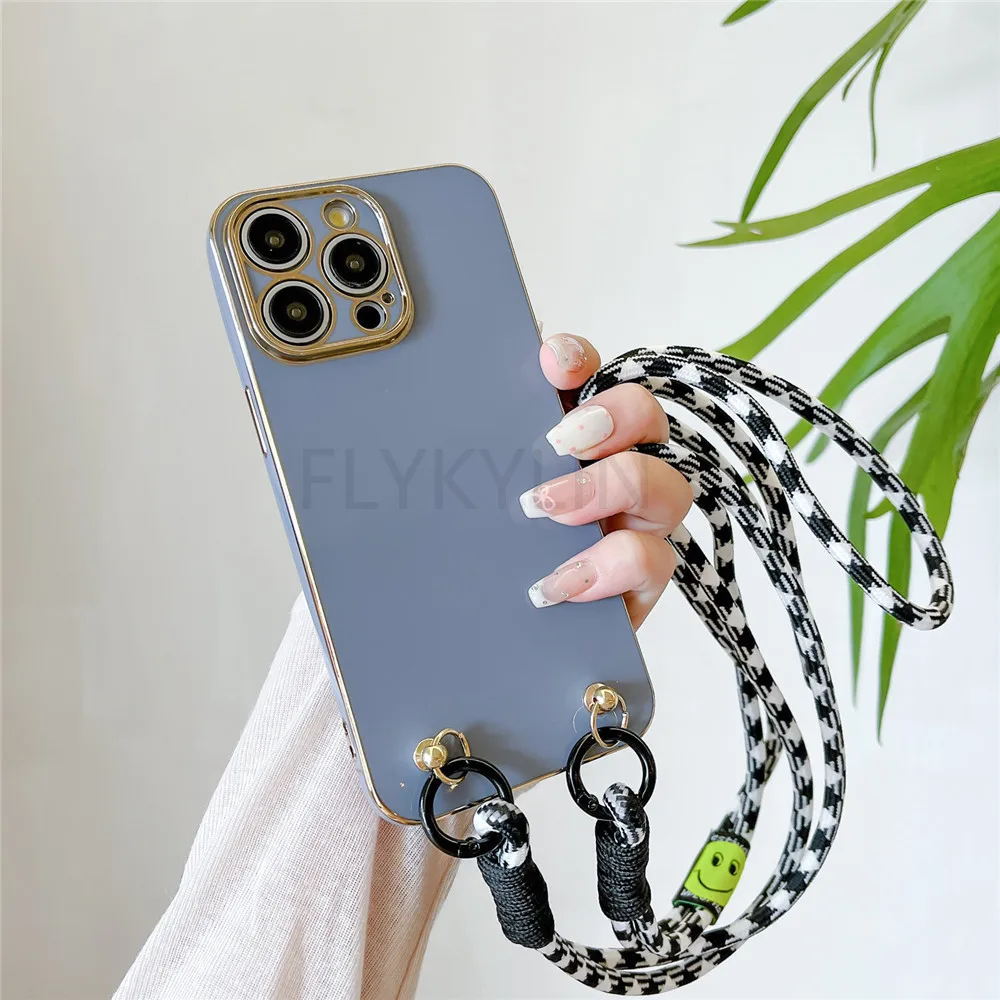Crossbody Strap Lanyard Phone Case with Soft Silicon Plating and Shockproof Back Cover